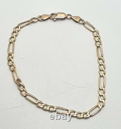 Beautiful 9ct Yellow Gold Unisex Figaro Chain Bracelet 3.9g 8 MUST SEE