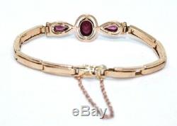 Beautiful Amethyst 9 ct gold Edwardian bracelet spring stretch antique 7.9 grams