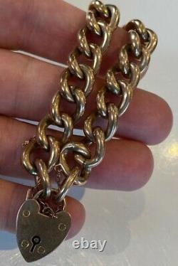 Beautiful Good Chunky Antique 9ct Gold Bracelet Padlock Clasp 18 Grammes