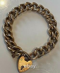 Beautiful Good Chunky Antique 9ct Gold Bracelet Padlock Clasp 18 Grammes