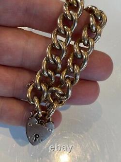 Beautiful Good Chunky Antique 9ct Gold Bracelet Padlock Clasp 18 Grammes