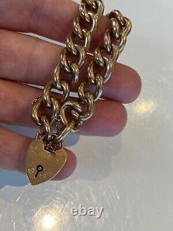 Beautiful Good Chunky Antique 9ct Gold Bracelet Padlock Clasp 18 Grammes