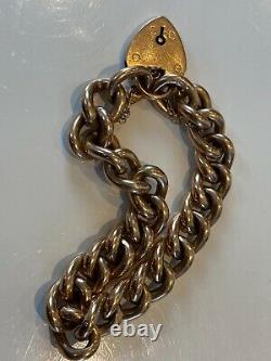 Beautiful Good Chunky Antique 9ct Gold Bracelet Padlock Clasp 18 Grammes