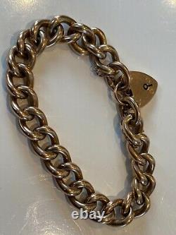 Beautiful Good Chunky Antique 9ct Gold Bracelet Padlock Clasp 18 Grammes