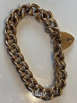 Beautiful Good Chunky Antique 9ct Gold Bracelet Padlock Clasp 18 Grammes