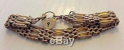 Beautiful Ladies Antique Victorian Pinchbeck Bracelet With 9ct Gold Padlock