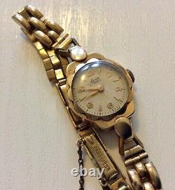 Beautiful Ladies Stylish Vintage Solid Heavy 9CT Watch on Rolled Gold Bracelet