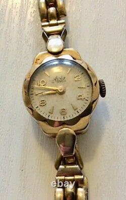 Beautiful Ladies Stylish Vintage Solid Heavy 9CT Watch on Rolled Gold Bracelet