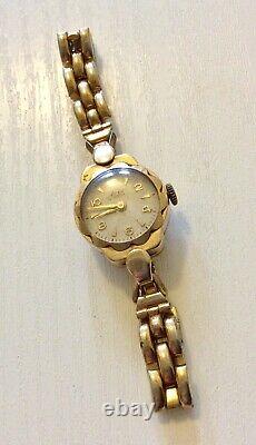 Beautiful Ladies Stylish Vintage Solid Heavy 9CT Watch on Rolled Gold Bracelet