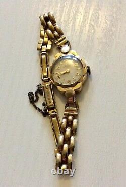 Beautiful Ladies Stylish Vintage Solid Heavy 9CT Watch on Rolled Gold Bracelet