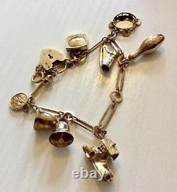 Beautiful Quality Ladies Vintage Solid 9CT Gold Charm Bracelet & Charms