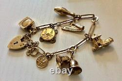 Beautiful Quality Ladies Vintage Solid 9CT Gold Charm Bracelet & Charms