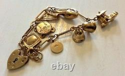 Beautiful Quality Ladies Vintage Solid 9CT Gold Charm Bracelet & Charms