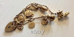 Beautiful Quality Ladies Vintage Solid 9CT Gold Charm Bracelet & Charms