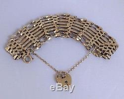 Beautiful Vintage 1970's 9ct Gold 8 Bar Gate Bracelet UK Hallmarked London 16.2g