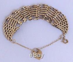 Beautiful Vintage 1970's 9ct Gold 8 Bar Gate Bracelet UK Hallmarked London 16.2g