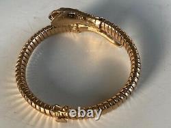 Beautiful Vintage Antique 9ct Gold Flexible Coil Snake Serpent Bangle Ruby Eyes