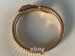 Beautiful Vintage Antique 9ct Gold Flexible Coil Snake Serpent Bangle Ruby Eyes