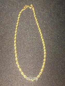Beautiful Vintage Italian Fully Hallmarked 9ct Yellow Gold Rope Link Bracelet