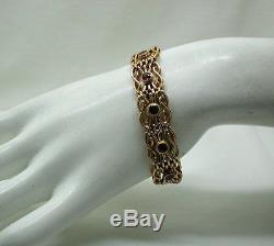 Beautiful antique 9ct Rose Gold And rhodolite garnet Fancy Link Gate Bracelet