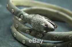 Best Georgian/Victorian Silver Gilt 9ct Rose Gold Serpent Snake Bracelet Bangle