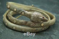 Best Georgian/Victorian Silver Gilt 9ct Rose Gold Serpent Snake Bracelet Bangle