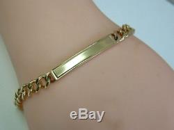 Boys /gents Solid 9ct Gold Narrow Identity Curb Bracelet 7.75 Inches