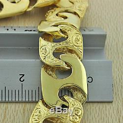 British Hallmarked 9ct Gold Ornate Heavy Mariner Link Bracelet 8 RRP £1850 GK1