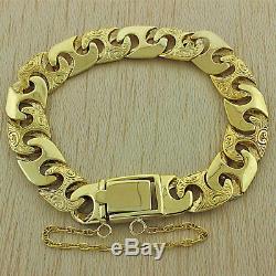 British Hallmarked 9ct Gold Ornate Heavy Mariner Link Bracelet 8 RRP £1850 GK1