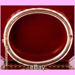 C1920s Antique ENGLISH ETCHED 9k 9ct SOLID ROSE GOLD VICTORIAN Bangle Bracelet