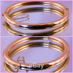 C1920s Antique ENGLISH ETCHED 9k 9ct SOLID ROSE GOLD VICTORIAN Bangle Bracelet