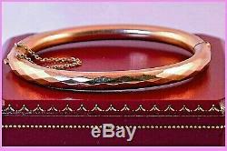 C1920s Antique ENGLISH ETCHED 9k 9ct SOLID ROSE GOLD VICTORIAN Bangle Bracelet