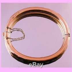 C1920s Antique ENGLISH ETCHED 9k 9ct SOLID ROSE GOLD VICTORIAN Bangle Bracelet