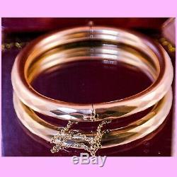 C1920s Antique ENGLISH ETCHED 9k 9ct SOLID ROSE GOLD VICTORIAN Bangle Bracelet