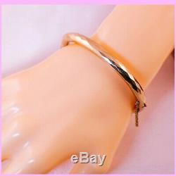 C1920s Antique ENGLISH ETCHED 9k 9ct SOLID ROSE GOLD VICTORIAN Bangle Bracelet