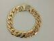 Chunky Gold Curb Bracelet 9ct 375 Shiny Yellow 8.75 14mm Wide Links Heavy 47g
