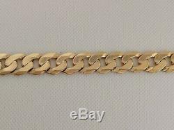 CHUNKY GOLD CURB BRACELET 9ct 375 shiny yellow 8.75 14mm wide links HEAVY 47g
