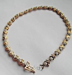 CLEARANCE 204M Ladies 9ct gold diamond tennis bracelet 7 1/4 inches