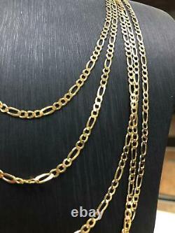 CURB Figaro Chain, Bracelet or Anklet 9ct 375 Yellow GOLD 2MM ALL SIZE GIFT NEW