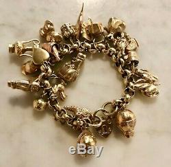 Charm Bracelet 9 ct Gold 73.4 gram 25 Charms Mainly 9ct 14ct 18ct 20.5cm