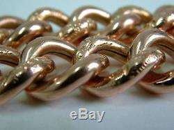 Chunky 9ct Rose Gold Antique Traced Curb Bracelet With Padlock One Ounce