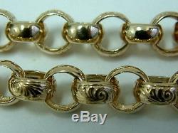 Chunky Solid 9ct Gold Patterned Belcher Linked Bracelet 9.25 Inches