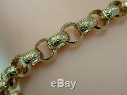 Chunky Solid 9ct Gold Patterned Belcher Linked Bracelet 9.25 Inches