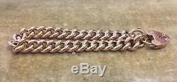 Chunky antique Victorian curb link bracelet with Padlock 9ct rose gold