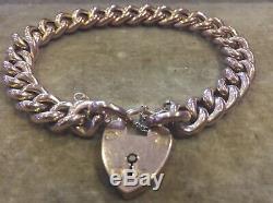 Chunky antique Victorian curb link bracelet with Padlock 9ct rose gold