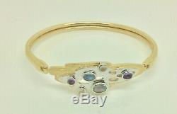 Clogau 9ct Gold Waterlilies bangle set with Opals, Moonstones and Amethysts
