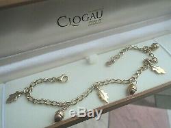 Clogau Welsh 9ct Yellow & Rose Gold Charm Bracelet + Box ACORN & OAK LEAVES