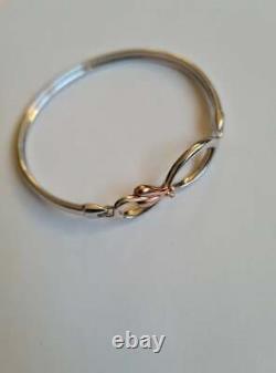 Clogau Womens Jewellery Silver And 9ct Rose Gold Diamond Heart Bangle Bracelet