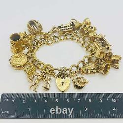 Complete Vintage Gold Charm Bracelet with Charms (aa)