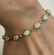 Created Opal Bezel Set Bracelet 9ct 9k 375 Yellow Gold 7.5 Inches